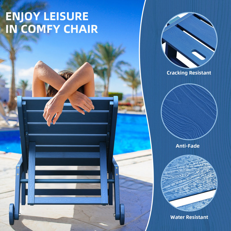 Highland Dunes Totton 77.6" Long Reclining Outdoor Chaise Lounge With Wheels Wayfair